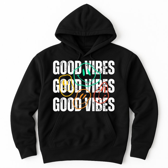 Good Vibes Smiley Retro Vintage Hoodie