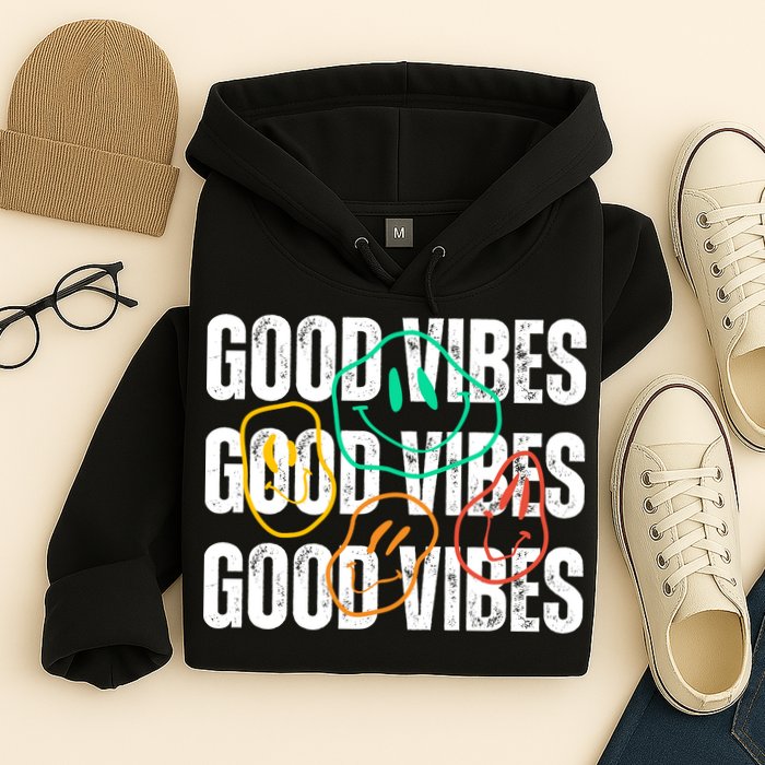 Good Vibes Smiley Retro Vintage Hoodie