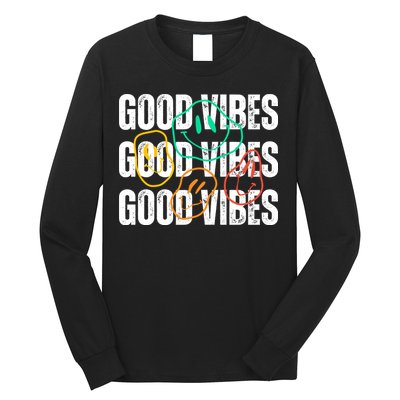 Good Vibes Smiley Retro Vintage Long Sleeve Shirt
