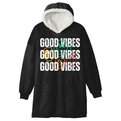 Good Vibes Smiley Retro Vintage Hooded Wearable Blanket