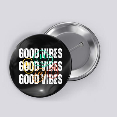 Good Vibes Smiley Retro Vintage Button