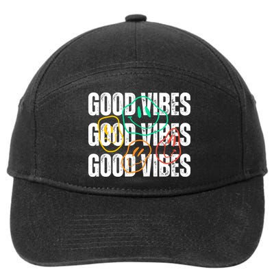 Good Vibes Smiley Retro Vintage 7-Panel Snapback Hat