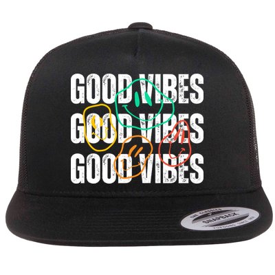 Good Vibes Smiley Retro Vintage Flatbill Hat
