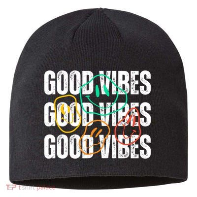 Good Vibes Smiley Retro Vintage Sustainable Beanie