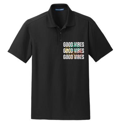 Good Vibes Smiley Retro Vintage Dry Zone Grid Polo