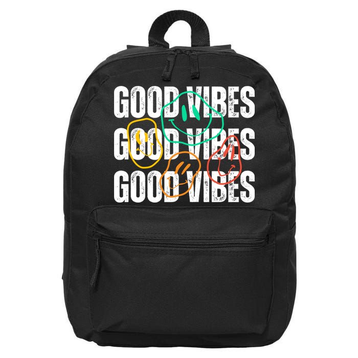 Good Vibes Smiley Retro Vintage 16 in Basic Backpack