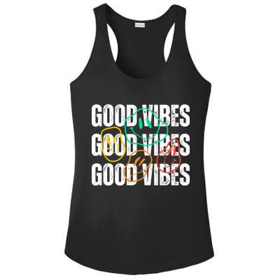 Good Vibes Smiley Retro Vintage Ladies PosiCharge Competitor Racerback Tank