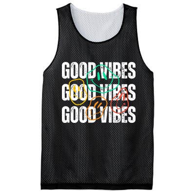 Good Vibes Smiley Retro Vintage Mesh Reversible Basketball Jersey Tank