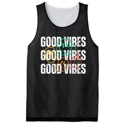 Good Vibes Smiley Retro Vintage Mesh Reversible Basketball Jersey Tank