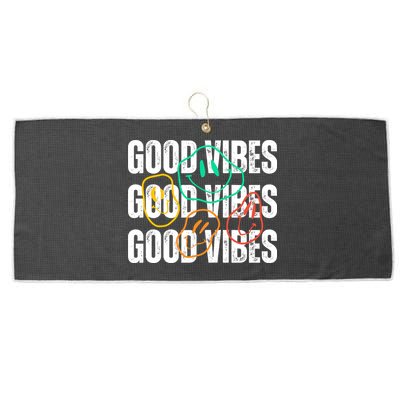 Good Vibes Smiley Retro Vintage Large Microfiber Waffle Golf Towel