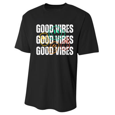 Good Vibes Smiley Retro Vintage Performance Sprint T-Shirt