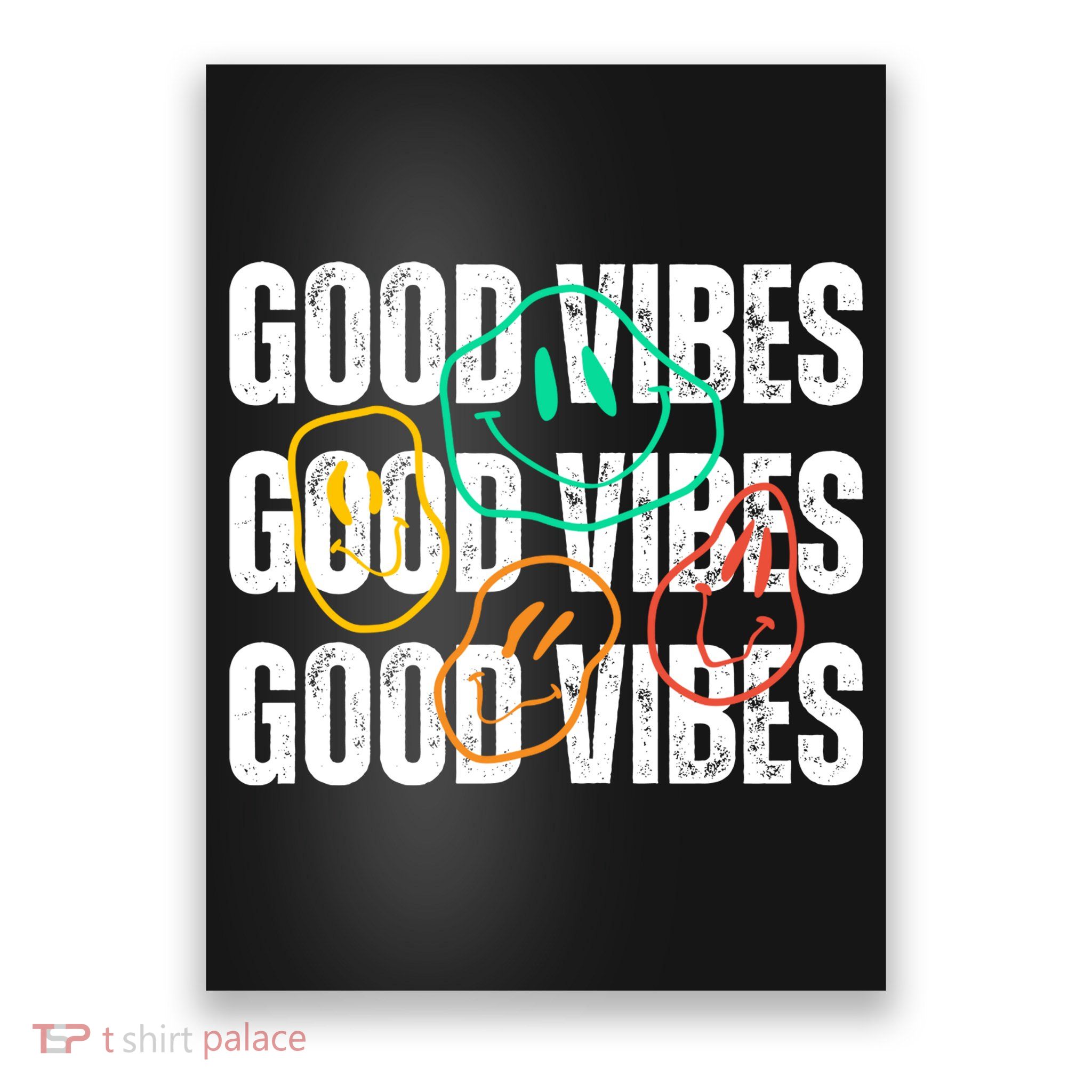 Good Vibes Smiley Retro Vintage Poster