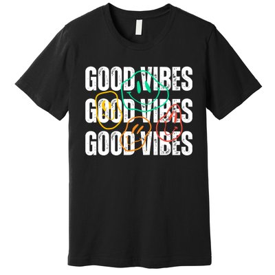 Good Vibes Smiley Retro Vintage Premium T-Shirt