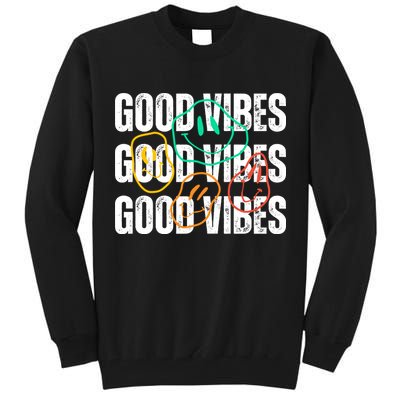 Good Vibes Smiley Retro Vintage Tall Sweatshirt