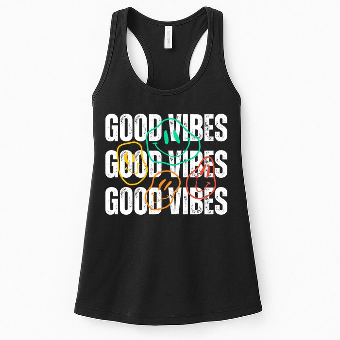 Good Vibes Smiley Retro Vintage Womens Tank Top