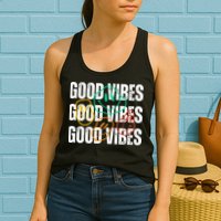 Good Vibes Smiley Retro Vintage Womens Tank Top