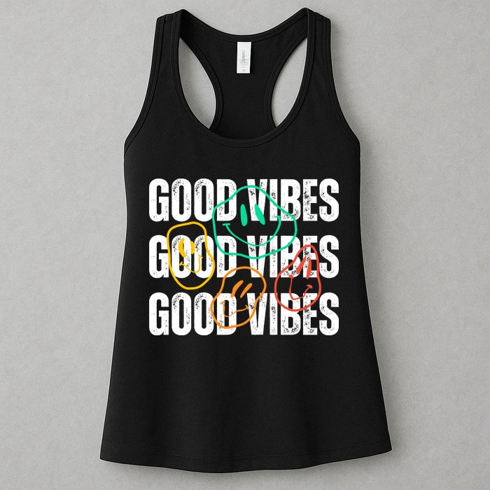 Good Vibes Smiley Retro Vintage Womens Tank Top