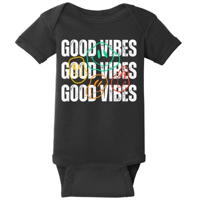 Good Vibes Smiley Retro Vintage Baby Bodysuit