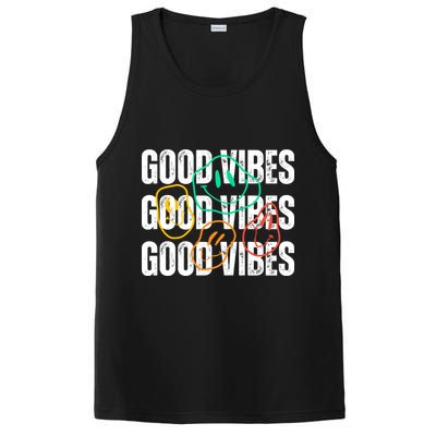 Good Vibes Smiley Retro Vintage PosiCharge Competitor Tank