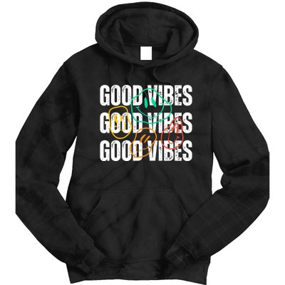 Good Vibes Smiley Retro Vintage Tie Dye Hoodie