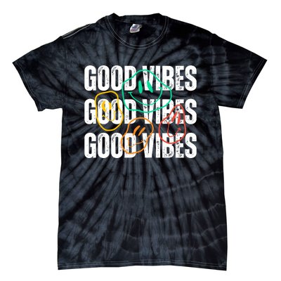 Good Vibes Smiley Retro Vintage Tie-Dye T-Shirt