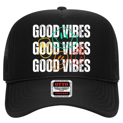 Good Vibes Smiley Retro Vintage Trucker Hat