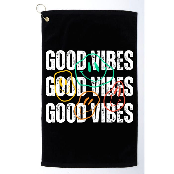 Good Vibes Smiley Retro Vintage Golf Towel