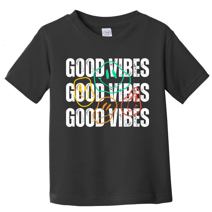Good Vibes Smiley Retro Vintage Toddler T-Shirt