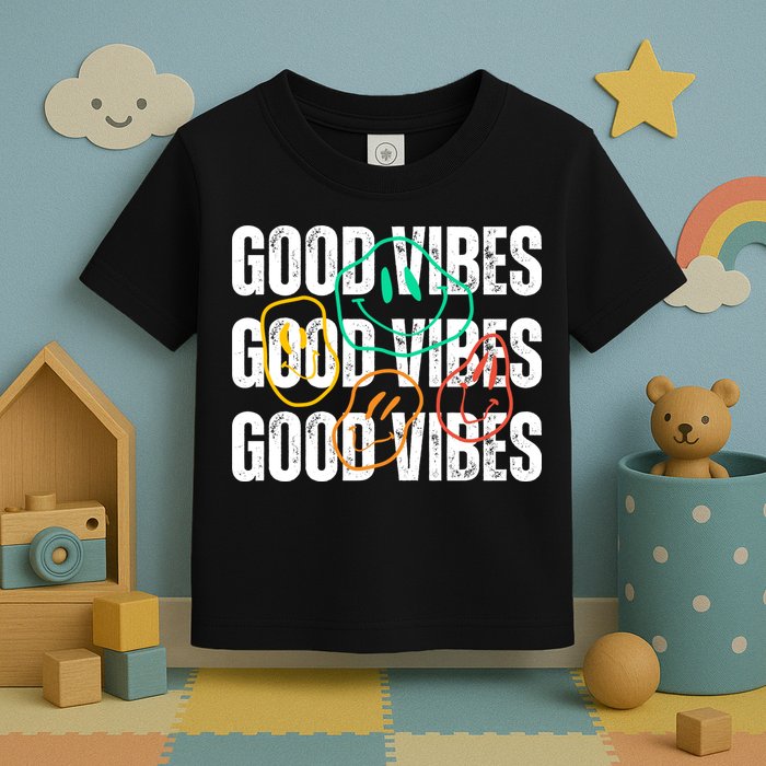 Good Vibes Smiley Retro Vintage Toddler T-Shirt