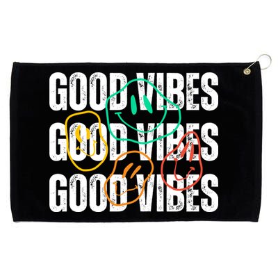 Good Vibes Smiley Retro Vintage Grommeted Golf Towel