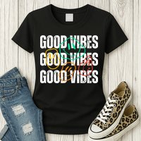 Good Vibes Smiley Retro Vintage Womens T-Shirt