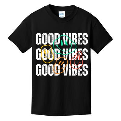 Good Vibes Smiley Retro Vintage Kids T-Shirt