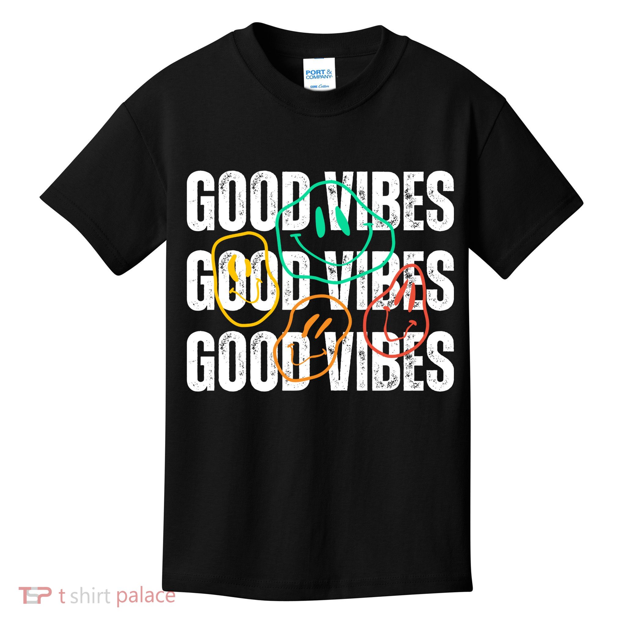 Good Vibes Smiley Retro Vintage Kids T-Shirt
