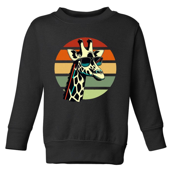 Giraffe Vintage Sunglasses Toddler Sweatshirt