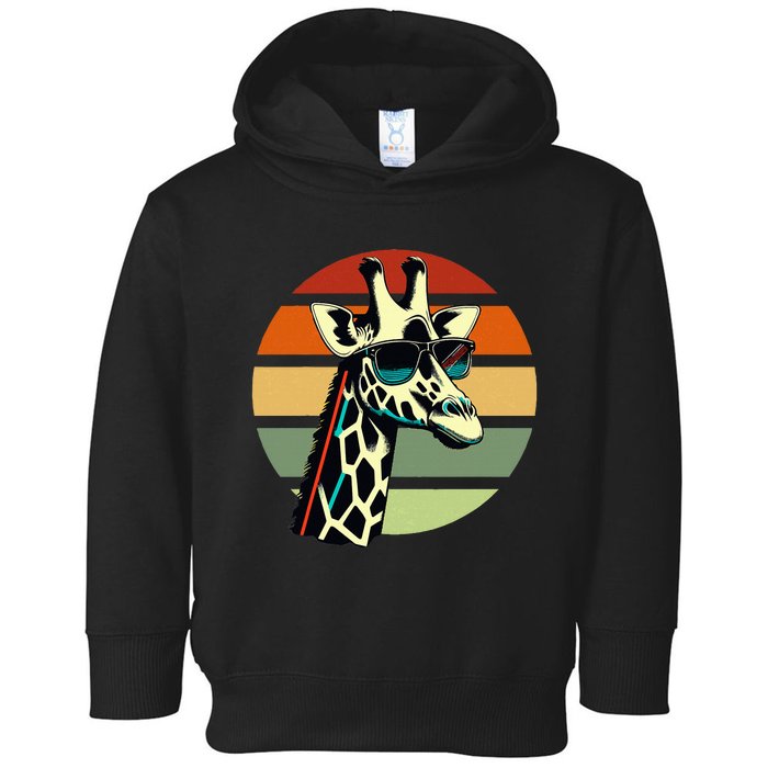 Giraffe Vintage Sunglasses Toddler Hoodie