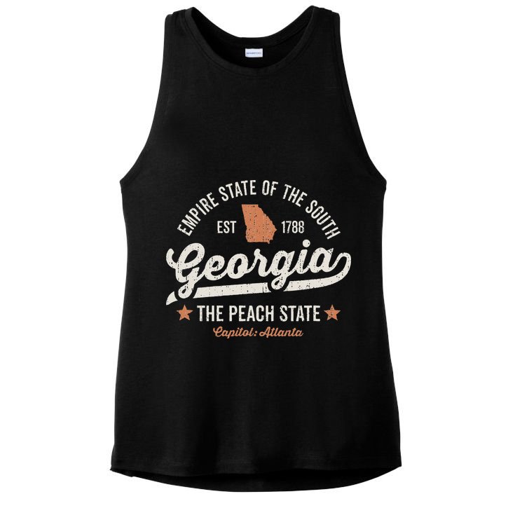 Georgia Vintage Sports Design The Peach State America Rough Ladies PosiCharge Tri-Blend Wicking Tank