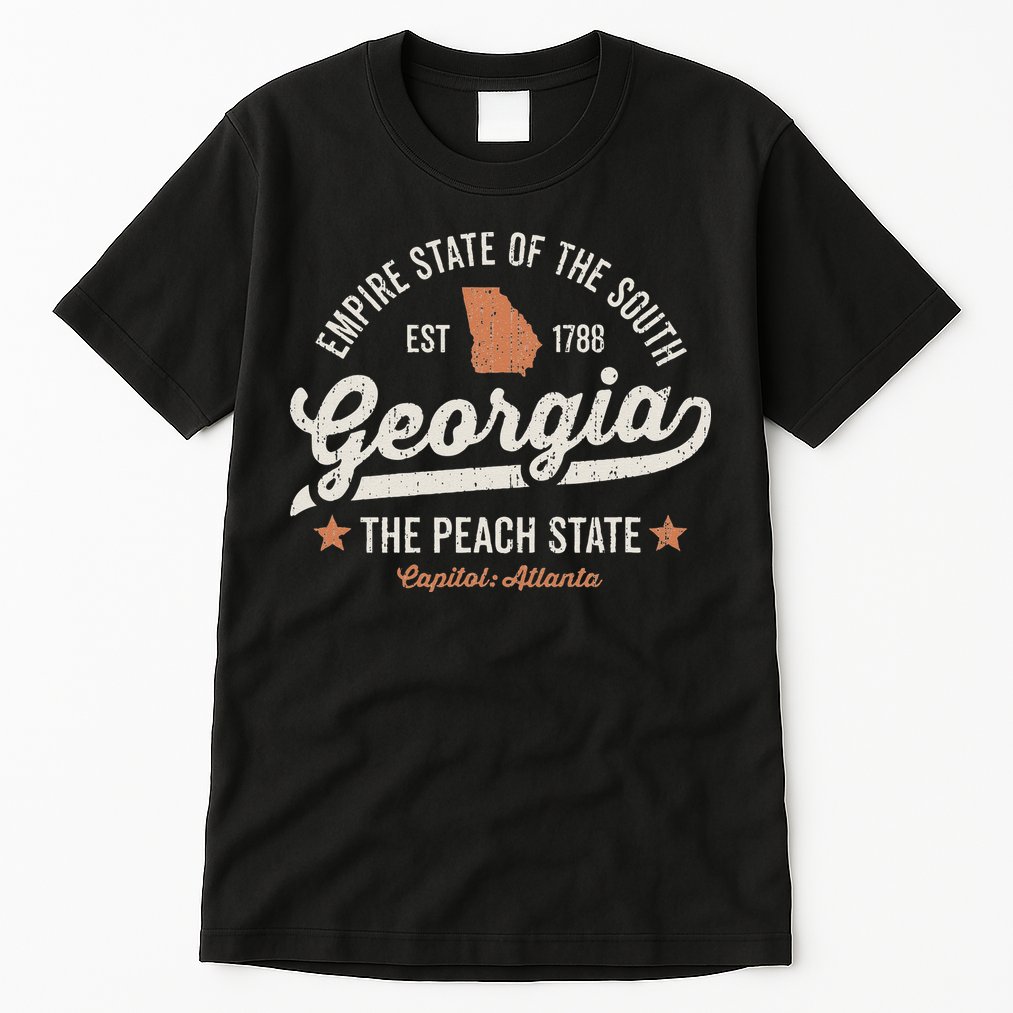 Georgia Vintage Sports Design The Peach State America Rough Tall T-Shirt