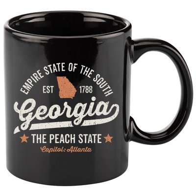 Georgia Vintage Sports Design The Peach State America Rough 11oz C Handle Ceramic Mug