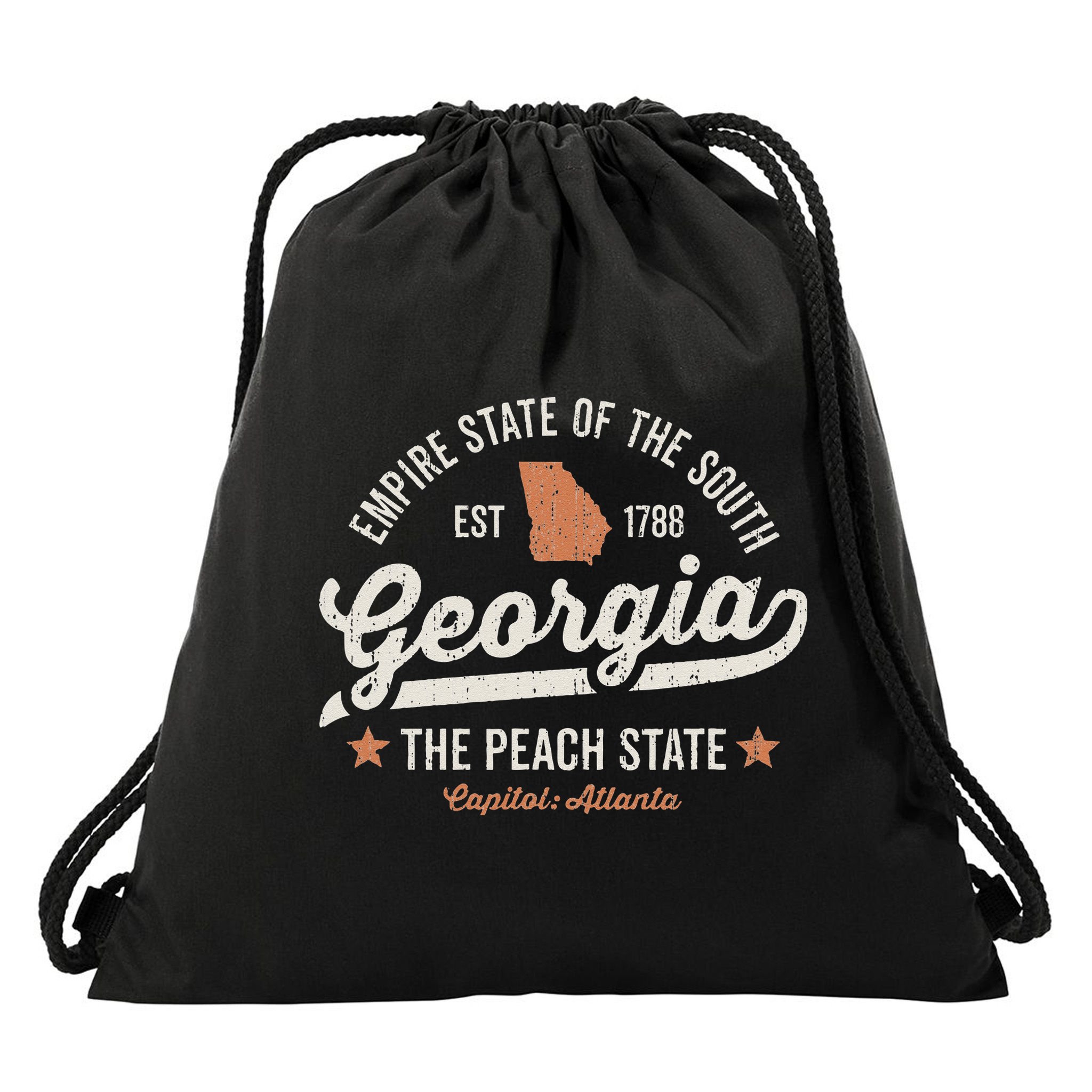 Georgia Vintage Sports Design The Peach State America Rough Drawstring Bag