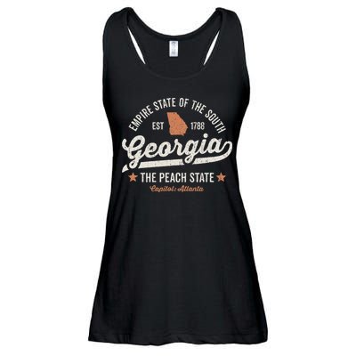 Georgia Vintage Sports Design The Peach State America Rough Ladies Essential Flowy Tank