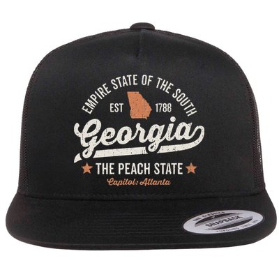 Georgia Vintage Sports Design The Peach State America Rough Flat Bill Trucker Hat