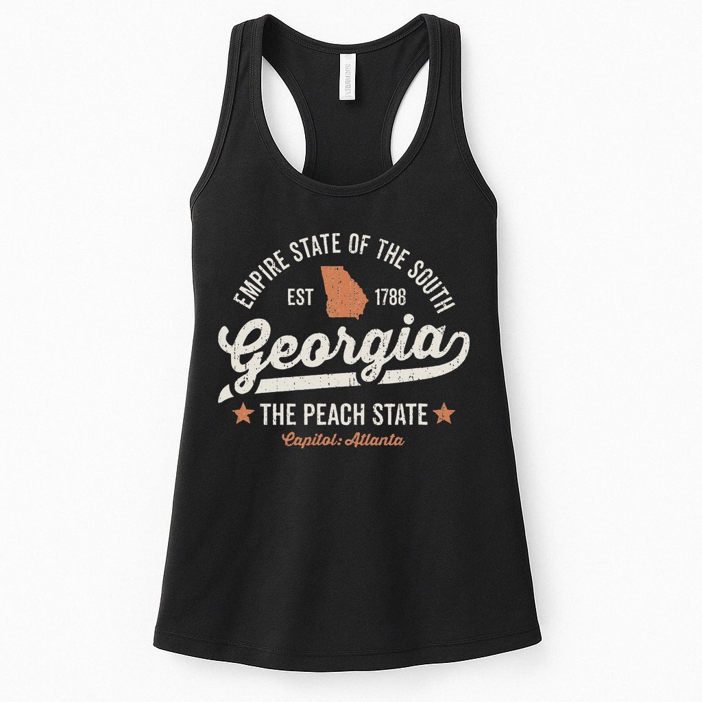 Georgia Vintage Sports Design The Peach State America Rough Womens Tank Top