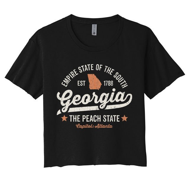 Georgia Vintage Sports Design The Peach State America Rough Crop Top