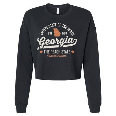 Georgia Vintage Sports Design The Peach State America Rough Cropped Pullover Crew