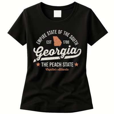 Georgia Vintage Sports Design The Peach State America Rough Womens T-Shirt