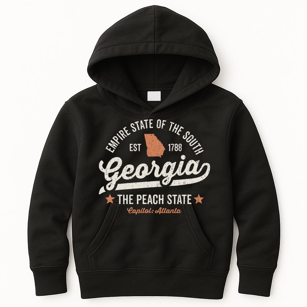 Georgia Vintage Sports Design The Peach State America Rough Kids Hoodie
