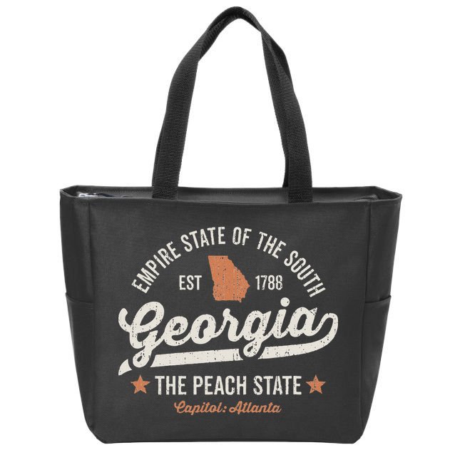 Georgia Vintage Sports Design The Peach State America Rough Zip Tote Bag