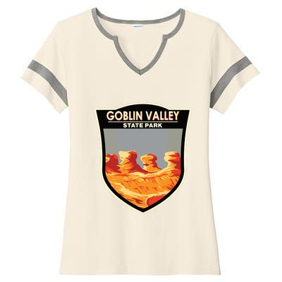 Goblin Valley State Park Utah Badge Vintage Ladies Halftime Notch Neck Tee