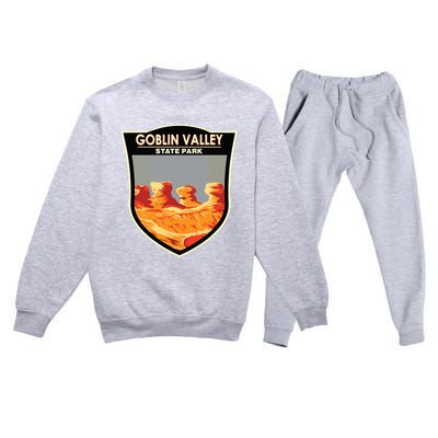 Goblin Valley State Park Utah Badge Vintage Premium Crewneck Sweatsuit Set