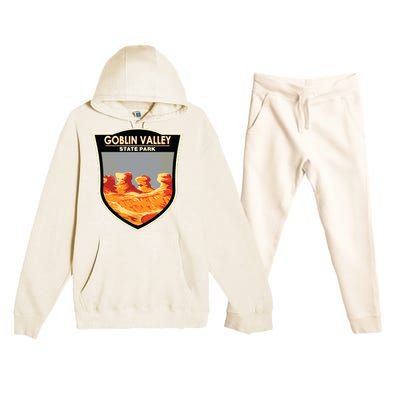 Goblin Valley State Park Utah Badge Vintage Premium Hooded Sweatsuit Set